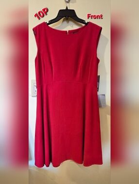 10P TAHARI Red A-Line Dress, NEW WITH TAGS